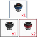 Three cylindrical electronic devices with different color options on a white background