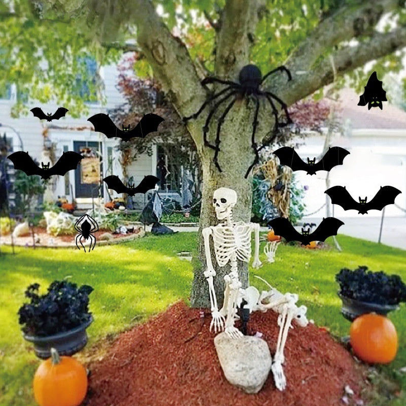 Outdoor Halloween bat wall decoration set with bats and spider