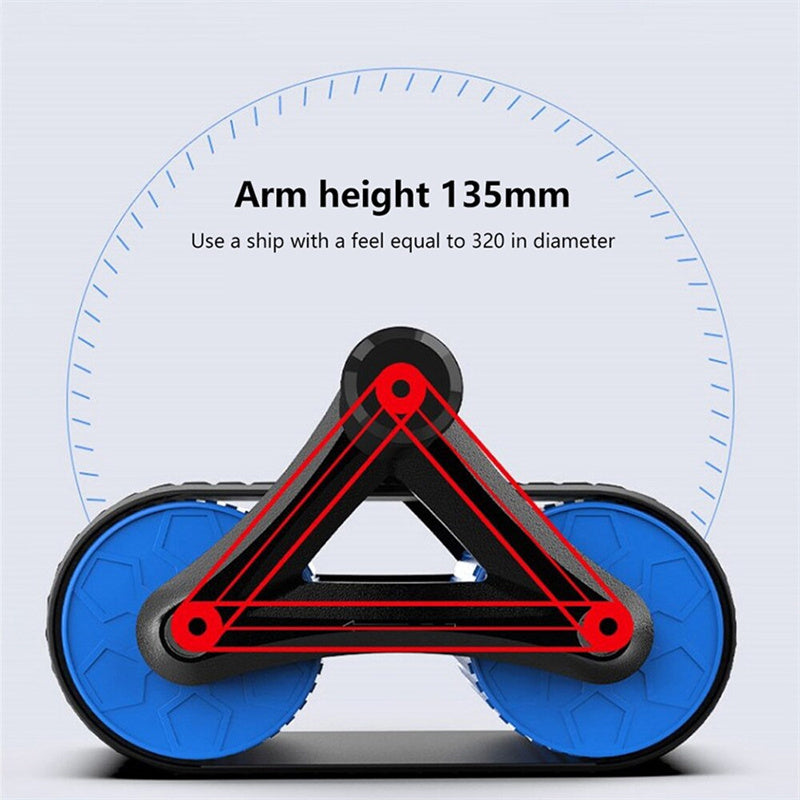 Showing the Arm height of Double wheel ab roller with automatic rebound and knee pad for core workouts
