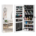 Wall-mounted full-length mirror cabinet with open storage compartments