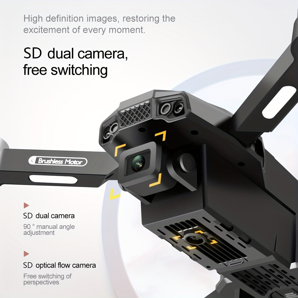 Dual camera system with brushless motor on a white background