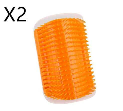 Orange cat grooming brush with white handle on a white background with 'X2' indication