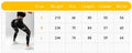 Table displaying size chart for leggings with measurements in centimeters