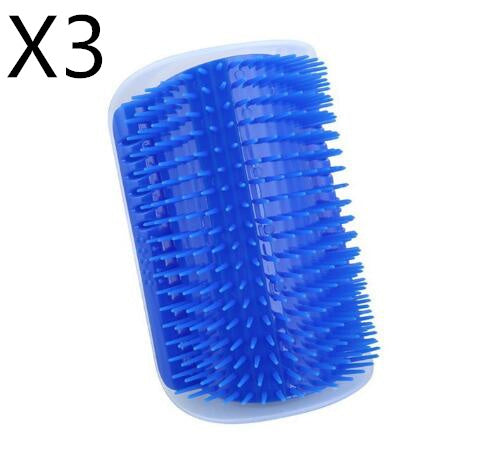 Blue pet grooming brush with a white background