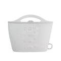 Silicone measuring cup with handle on a white background