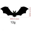 Halloween decoration - Black bat illustration with measurements on a white background