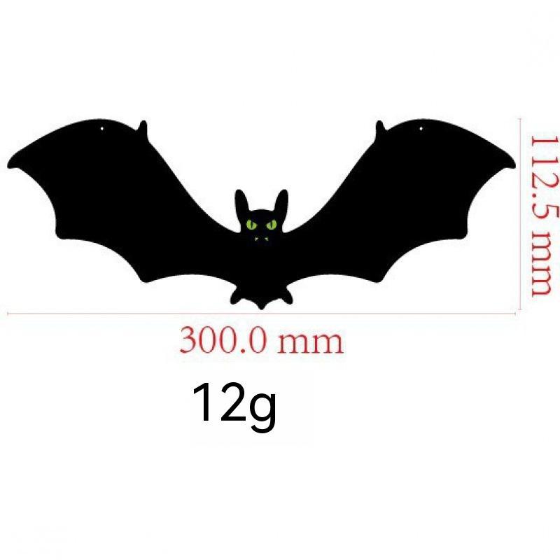 Halloween decoration - Black bat illustration with measurements on a white background