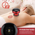 Person receiving neck massage with a handheld massager, featuring a 20-minute timer
