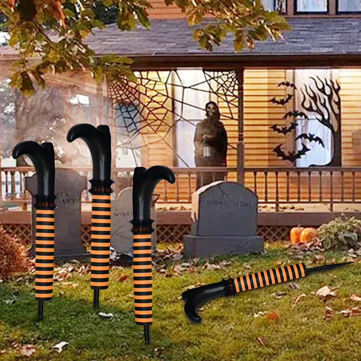 Plastic orange witch legs Halloween party prop