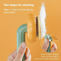 Hair removal tool with comb and brush on an orange background