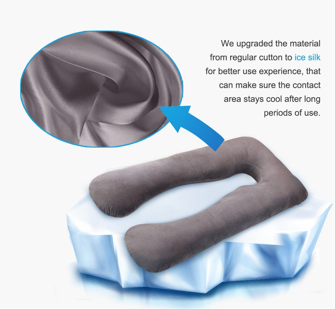 Ice silk cushion with close-up of material and text about improved cooling effect