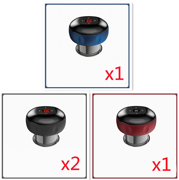 Three cylindrical devices with digital displays on a white background