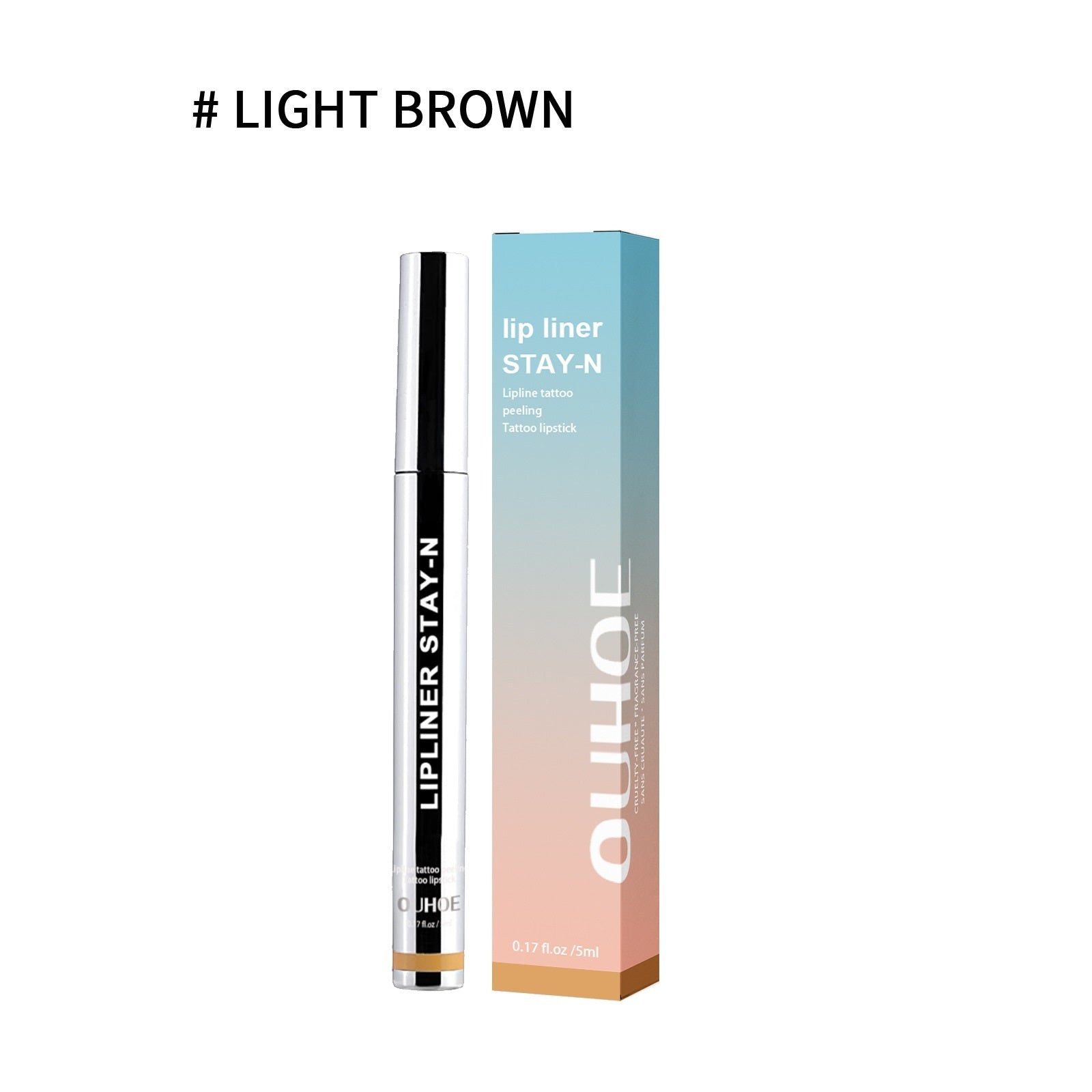 Waterproof Lip liner pen with packaging labeled 'Stay-N' by OUIHUE on a white background