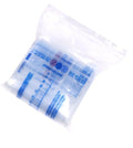 Clear plastic bag with blue text and a logo on a white background; Leakproof BPA-free breast milk freezer bags