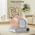 Free your time with Self-cleaning automatic cat litter box with app control, odor removal, and safety sensors for multiple cats