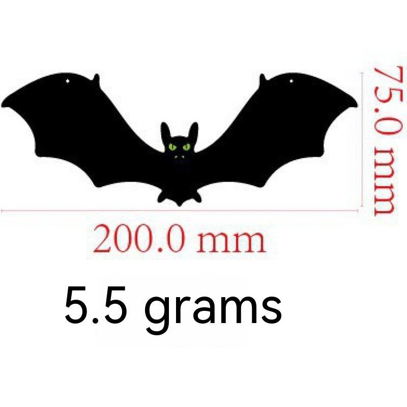 Black bat illustration with measurements on a white background