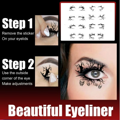 Halloween eyeliner stickers with bat and spider designs
