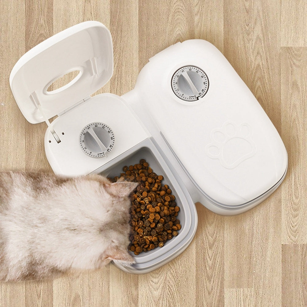 Closeup view of Automatic pet feeder and water dispenser for cats and dogs