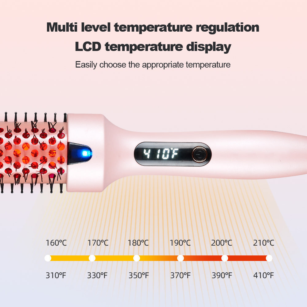 Hair straightener with digital temperature display on a white background