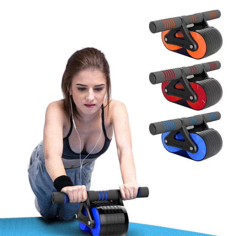 Home workout ab roller with dual wheels and non-slip grips