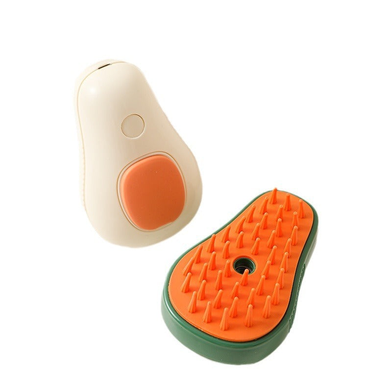 Pet grooming tool with orange and green design on a white background