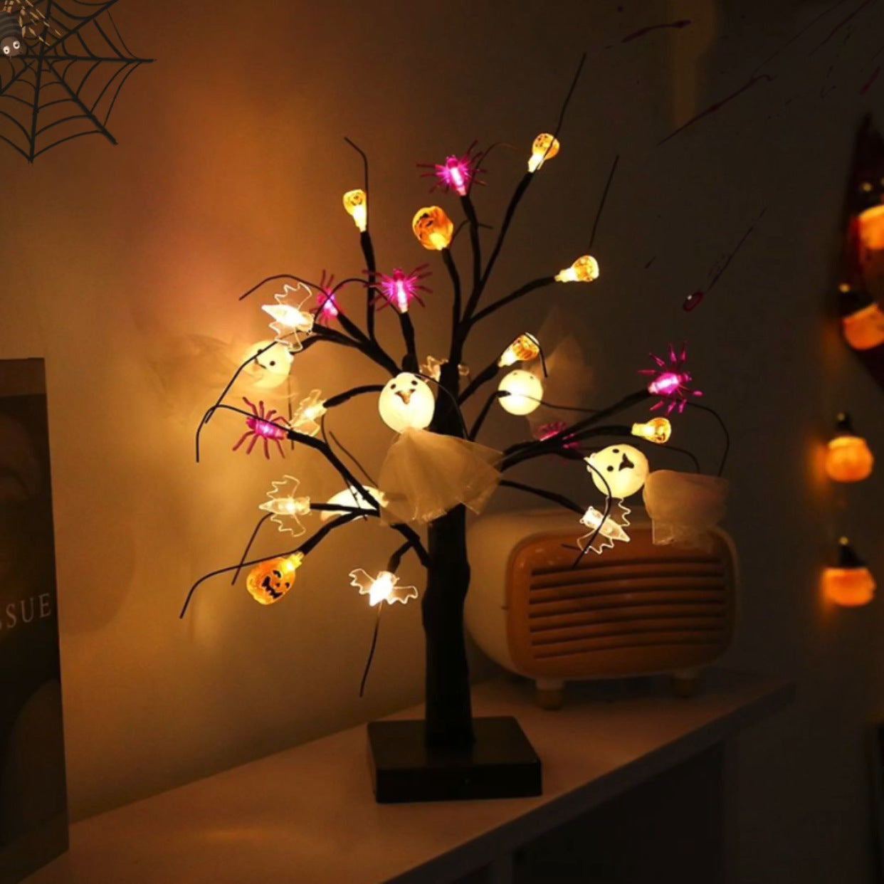 Battery and USB powered Halloween birch tree decoration