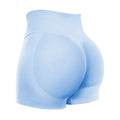 Light blue athletic shorts on a white background