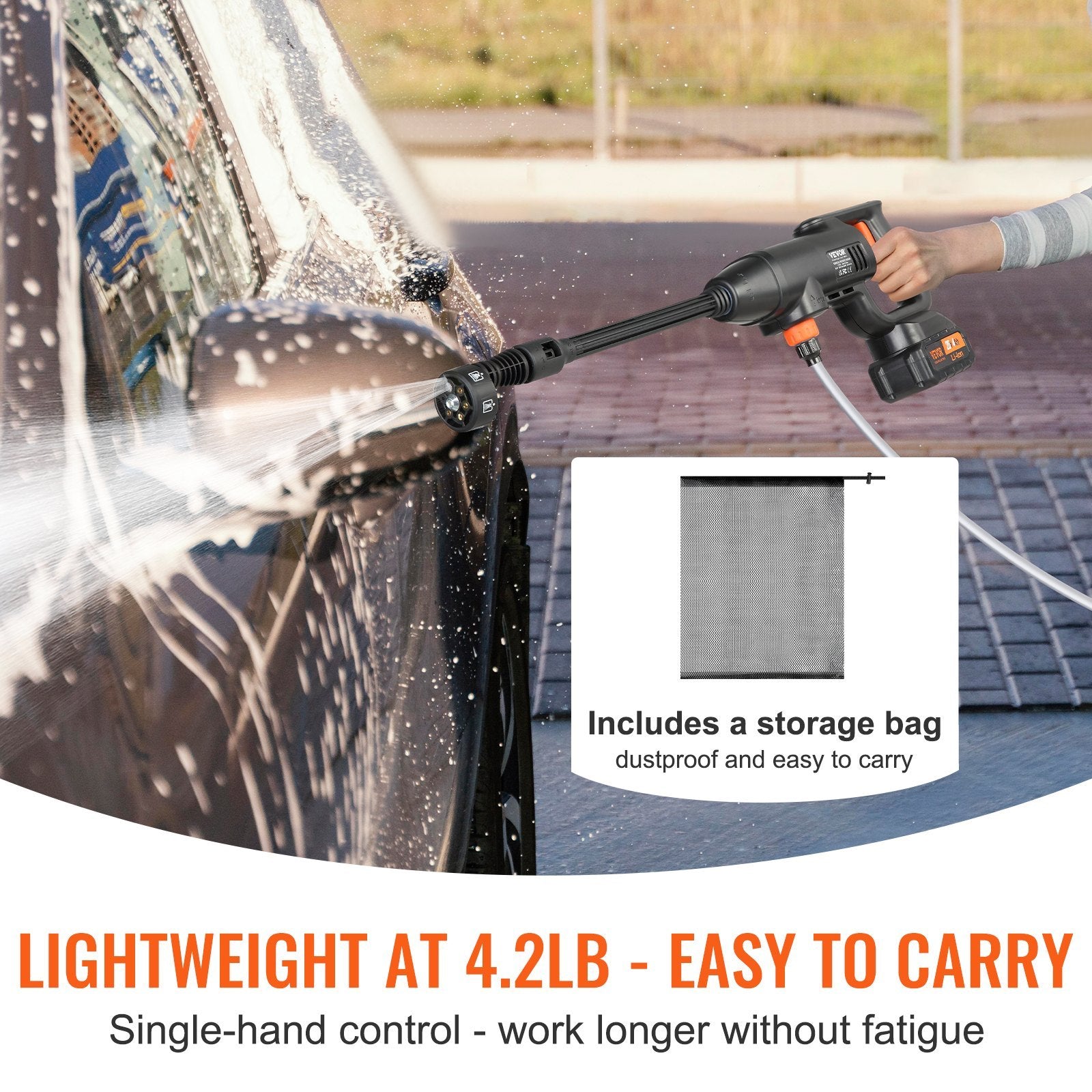 VEVOR battery-powered washer for patio and outdoor cleaning