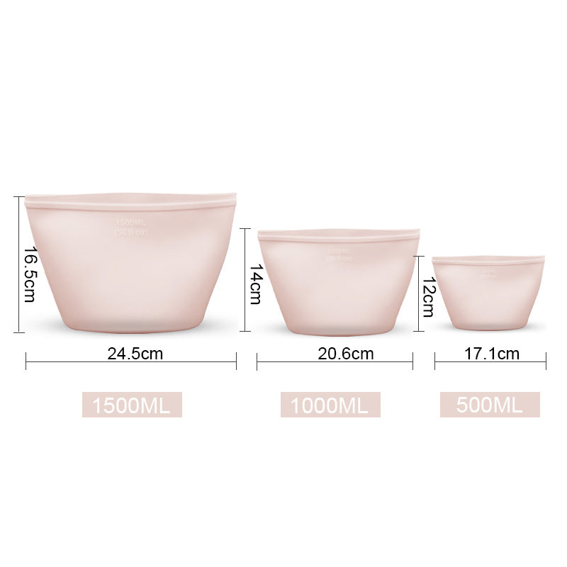Reusable silicone food storage bags set of 3 - Pink