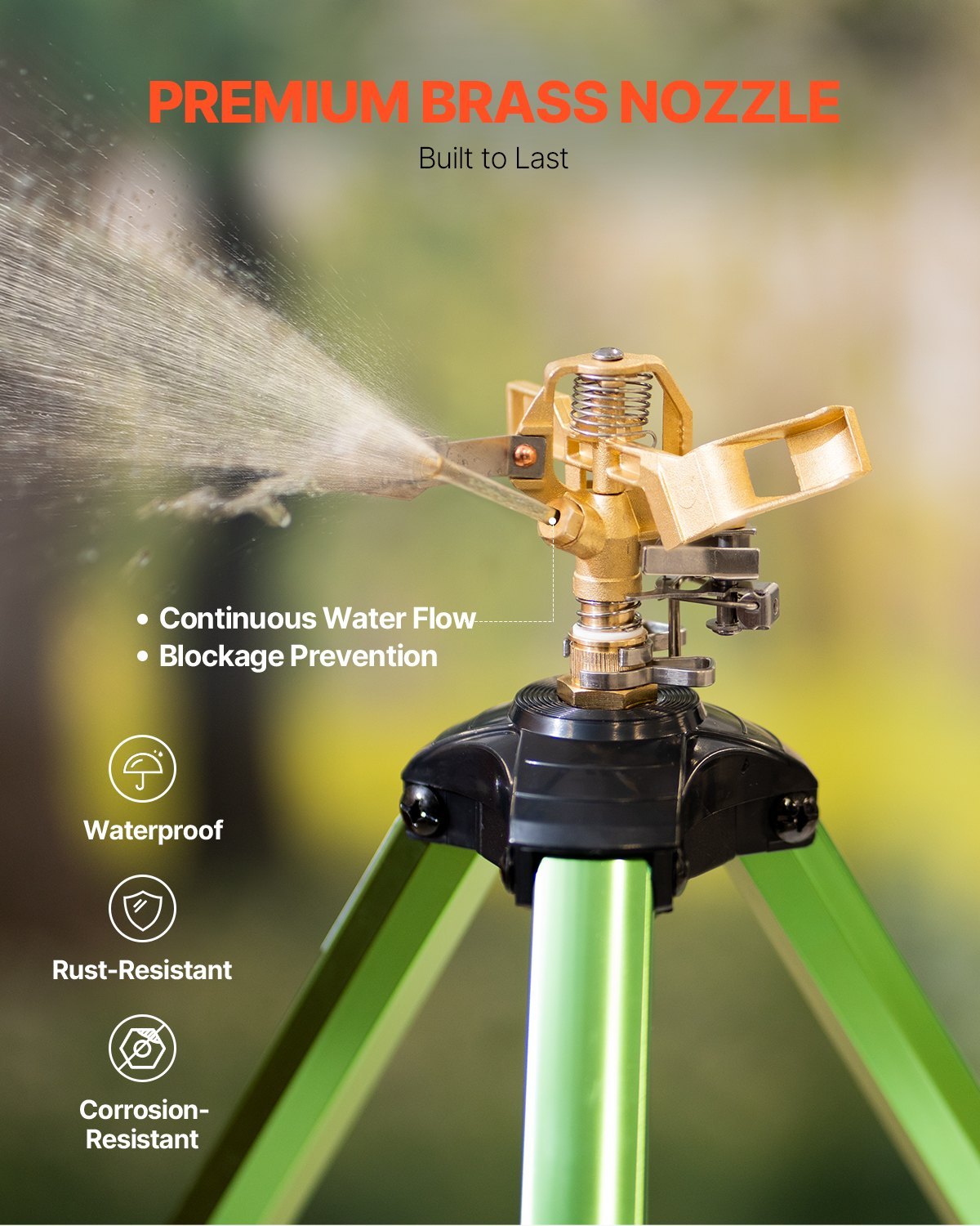 Outdoor irrigation tripod sprinkler for farms and landscaping