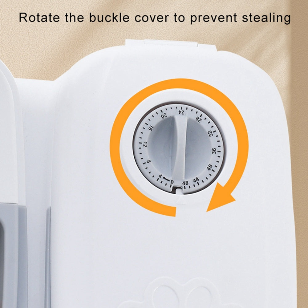 Buckle cover view of Automatic pet feeder and water dispenser for cats and dogs