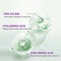 Illustration of Pro-Xyline and hyaluronic acid molecules with text explaining their functions