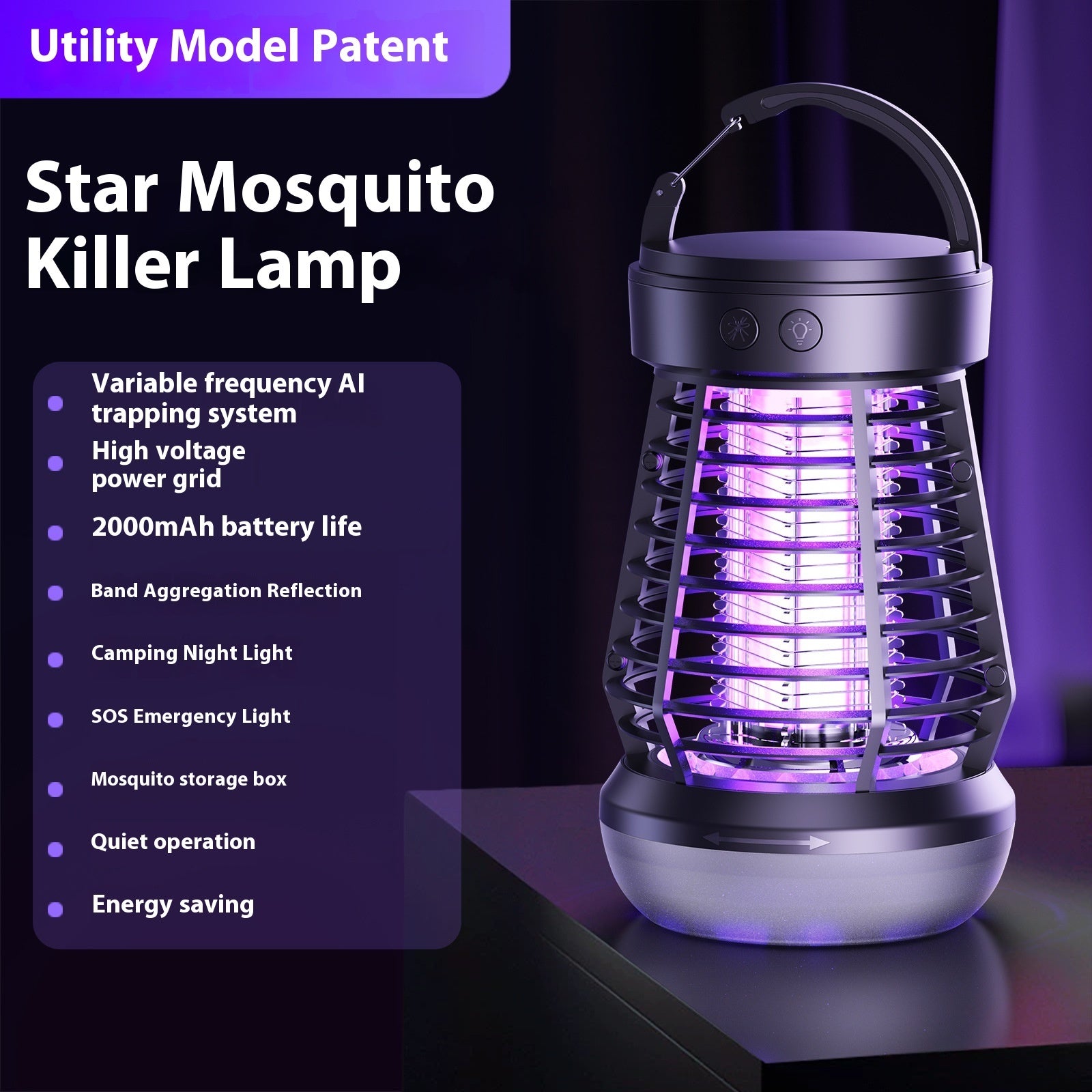 Rechargeable mosquito zapper for terrace, bedroom, and travel