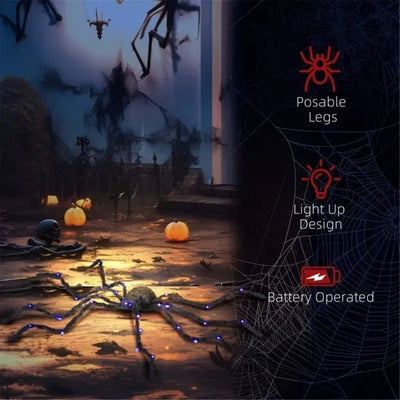 Oversized Halloween spider with purple glowing legs