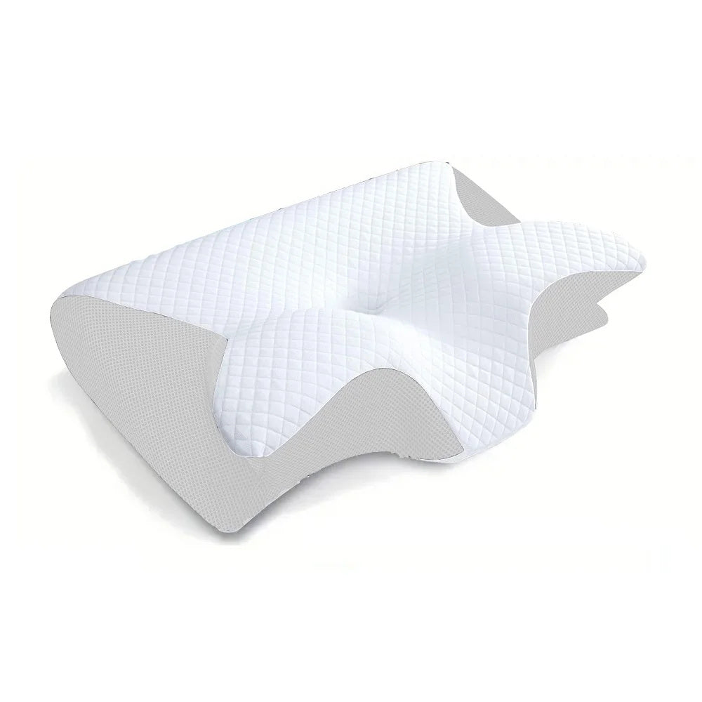 White and gray pillow on a white background