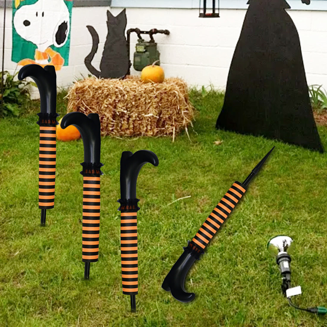 Halloween inverted witch leg props in orange design