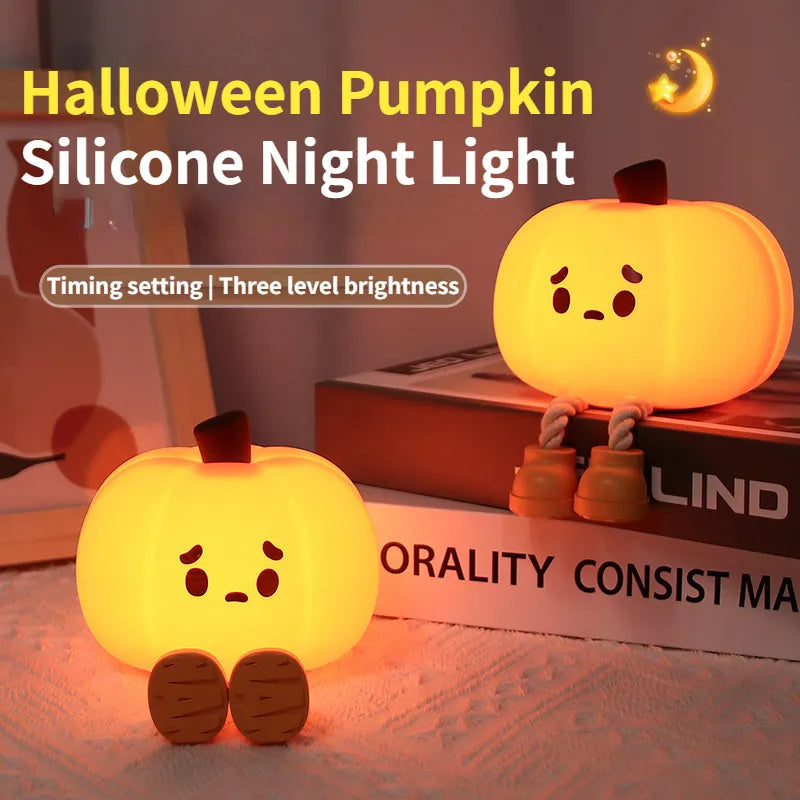 Cute silicone pumpkin night light for kids’ bedroom décor