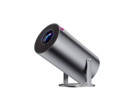 Silver color Portable HY300 smart projector for home theater use projector on a white background