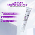 VGO Pro-Xylane Active eye cream tube with text about Compound 6D Hyaluronic Acid benefits on a light purple background