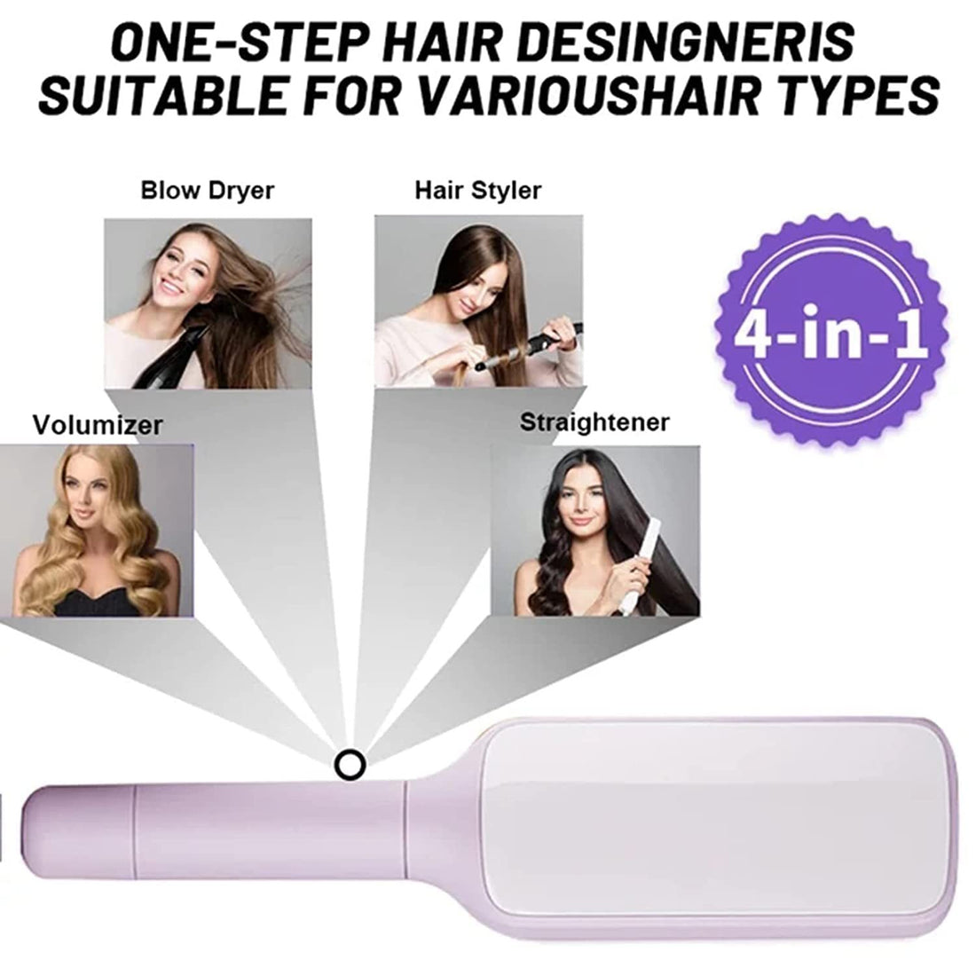 4-in-1 Self-Cleaning Hair Brush – Anti-Static Rotating Comb for Detangling & Scalp Massage