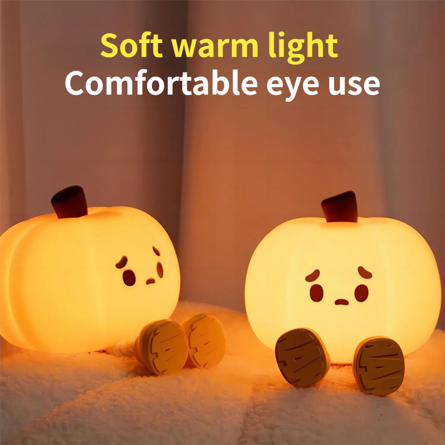 Pumpkin silicone LED night light with 30-minute timer