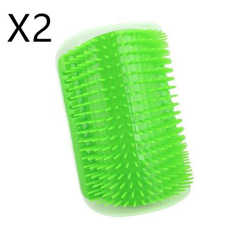 Green self cat grooming brush on a white background with 'X2' indicating quantity.