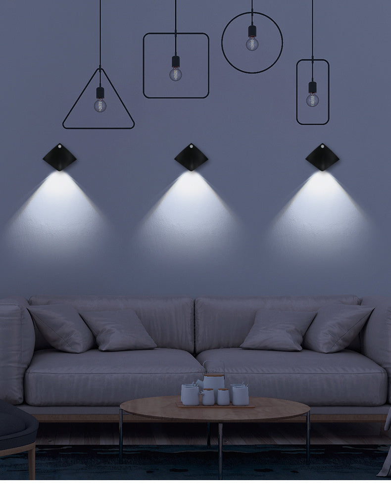 Black wireless wall night light for home décor