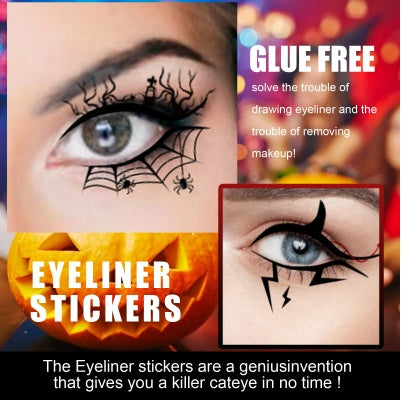 Halloween eyeliner stickers with bat and spider designs