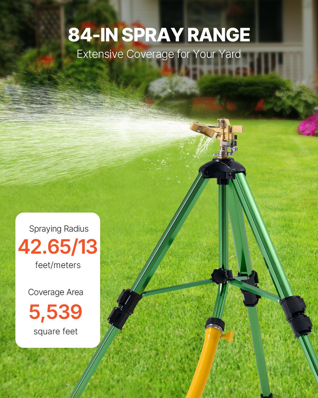 VEVOR impact sprinkler with brass head on adjustable tripod base
