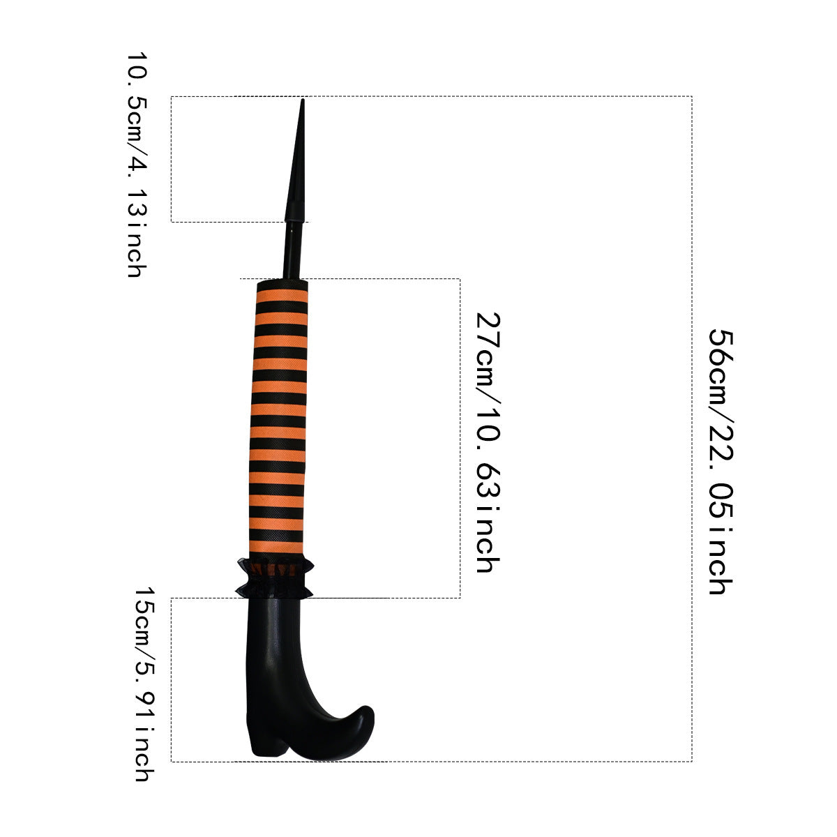 Halloween witch crash landing decor with orange striped legs