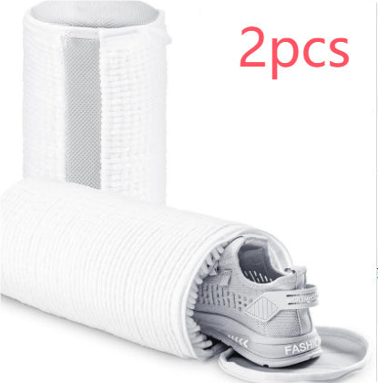 White shoe organizer with a shoe inside, labeled '2pcs' on a white background