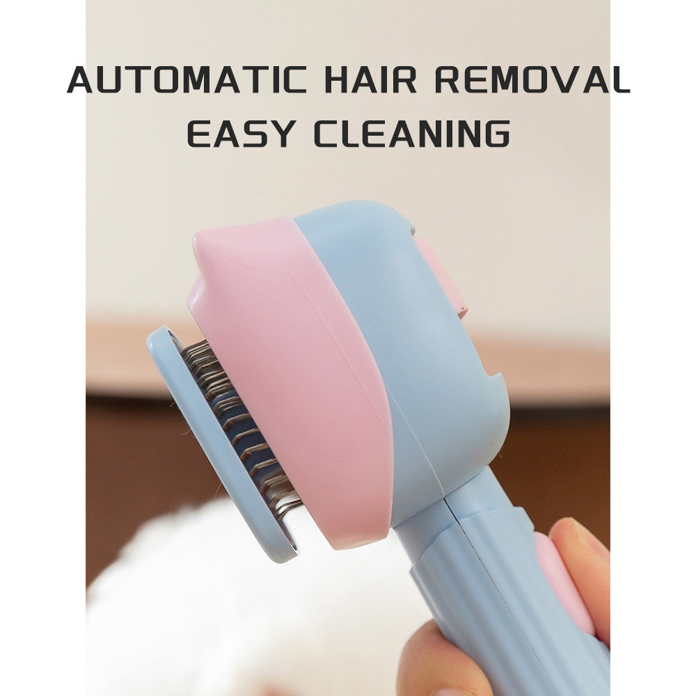 Hair removal device with pink and blue design, held by a hand, on a neutral background