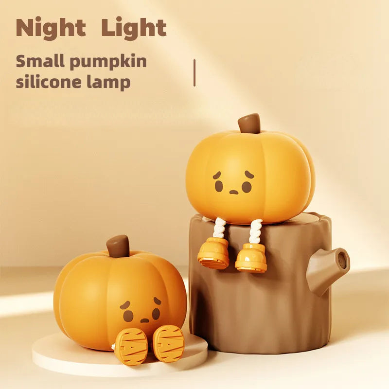 Soft silicone pumpkin night light with touch control