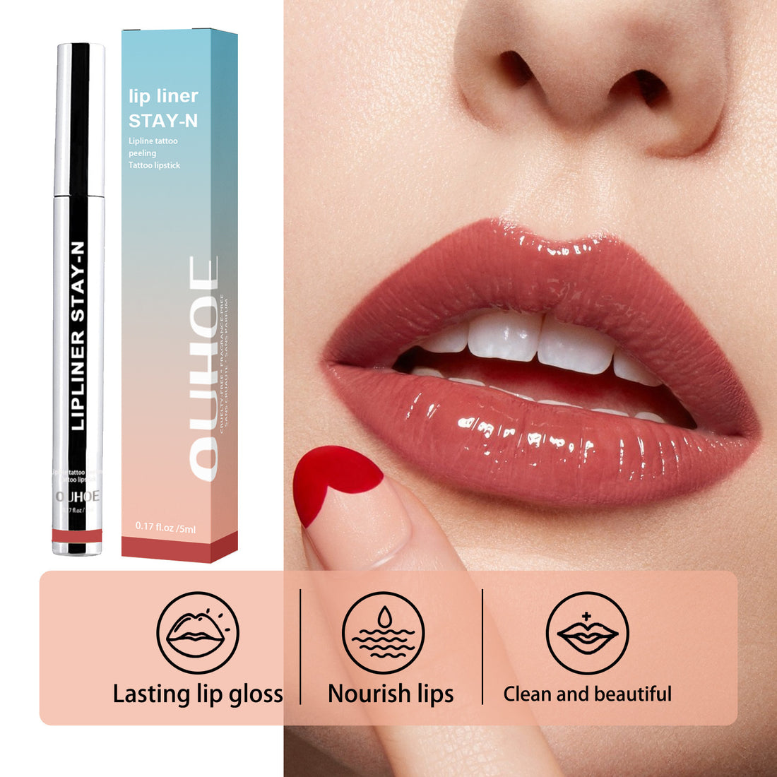 Red Wine waterproof lip liner pen for long-lasting makeup